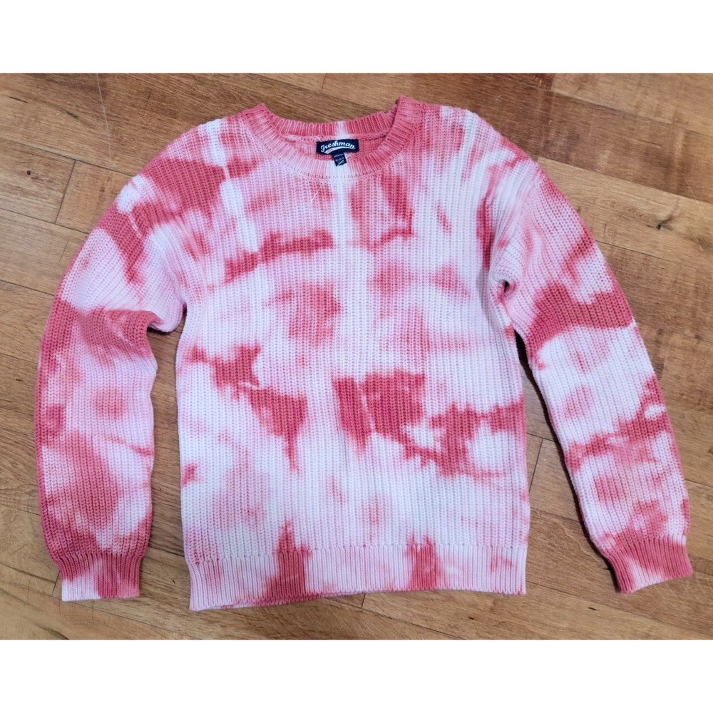 Freshman 1996 Girl's Size M (8/10) Pink Coral Tie Dye 100% Cotton Knit Sweater